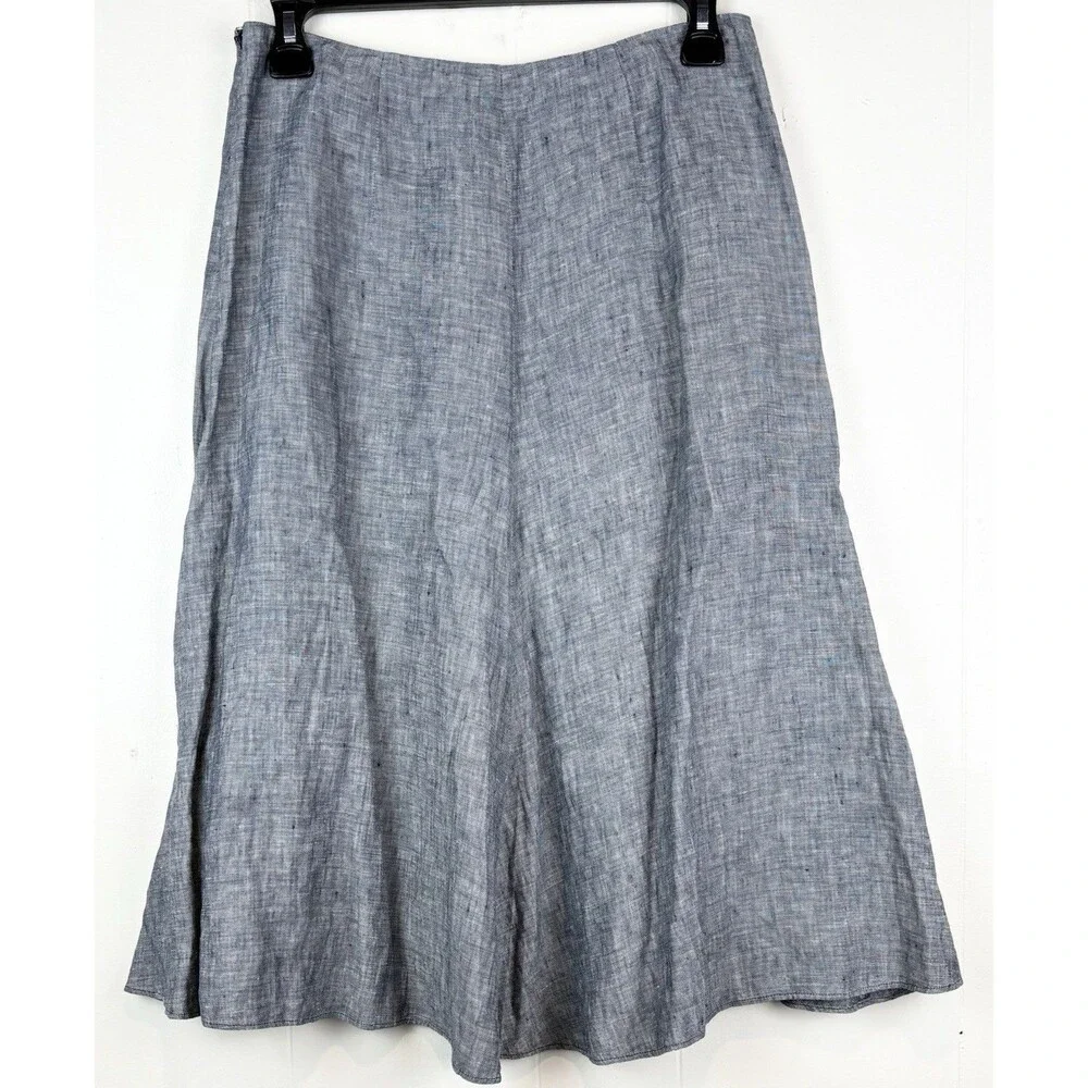J Crew Skirt Gray 100% Linen Luxury Minimalist Classic Lagenlook Natural Size 0